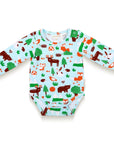 Toddler Boy Long Sleeve Bodysuit - Forest Animal Print