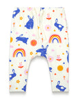 Toddler Girl Slouchy Pants - Bunnies and Rainbow Print