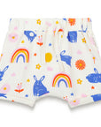 Toddler Girls Slouchy Shorts - Bunnies and Rainbow Print