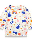 Toddler Girl Long Sleeve T-shirt - Bunnies and Rainbow Print