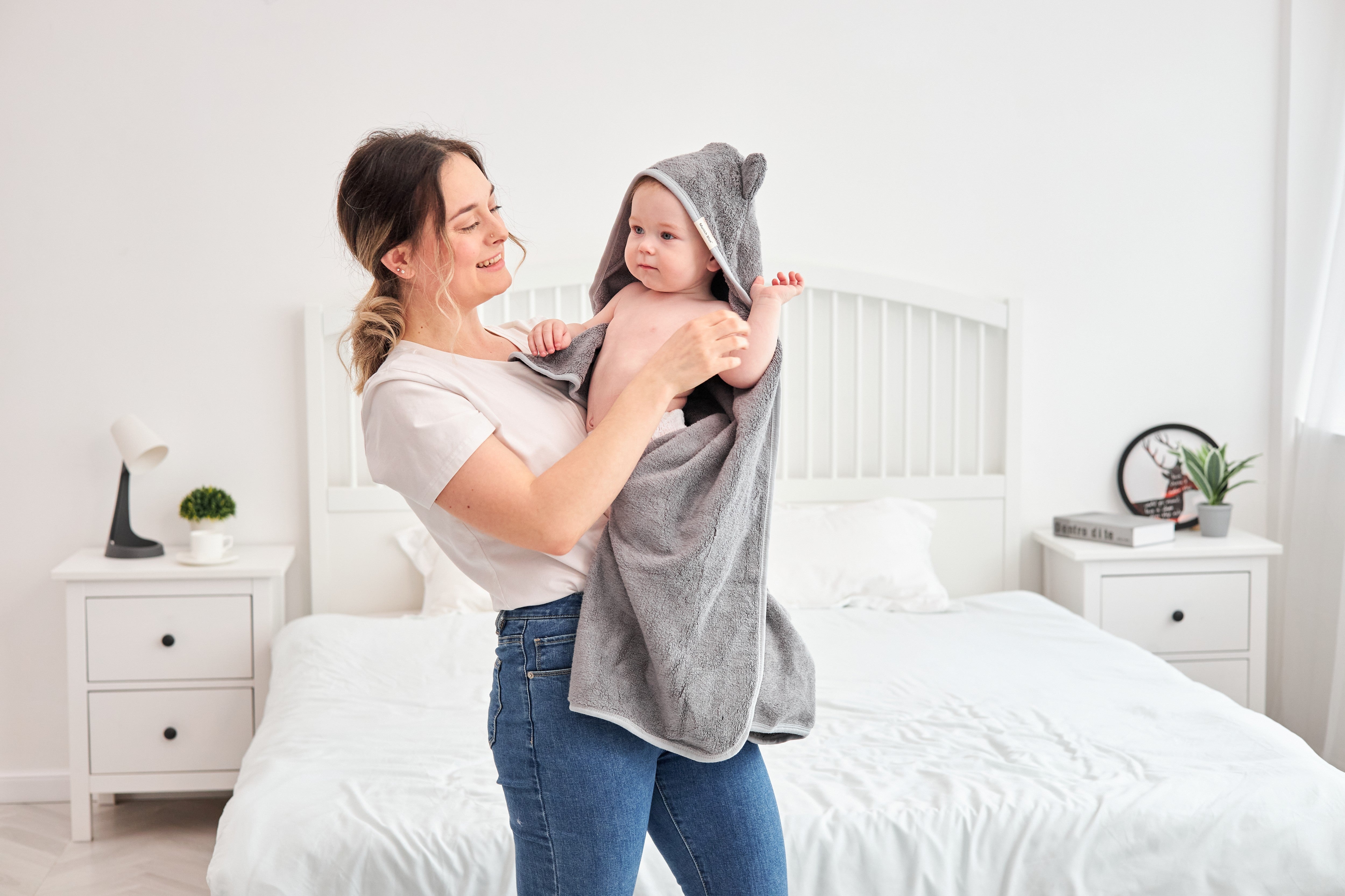 Grey sales baby towel