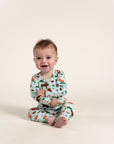 Toddler Boy Long Sleeve Zip Growsuit - Forest Animal Print