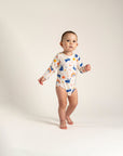 Toddler Girl Long Sleeve Bodysuit - Bunnies and Rainbow Print